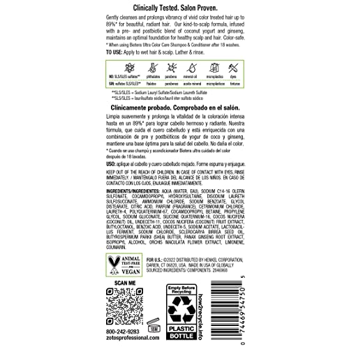 Biotera Ultra Color Care Shampoo for Vivid Color-Treated Hair - Protects & Extends Vibrancy with Coconut & Orchid Extract, Enhances Shine & Softness, Sulfate-Free, Vegan, 32 Fl Oz