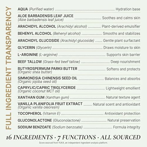 Clean + Kind Vanilla Tallow Body Lotion, Non-Toxic for Dry Skin 8 oz
