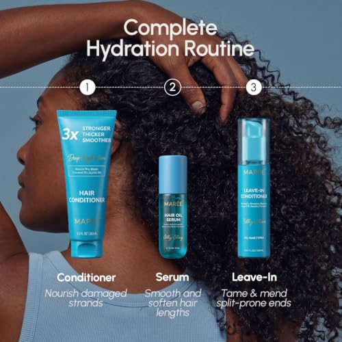 MAREE Hair Oil for Frizzy Hair with Argan Oil, Keratin & Biotin – Hair Serum for Dry and Curly Hair Gloss – Frizz Control Hair Care Products for Women – Aceite Para el Cabello – 50 ml