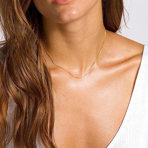 Jewelry Affairs 10k Real Solid Gold Mirror Box Chain Necklace, 0.6mm (16 Inches, Yellow Gold)