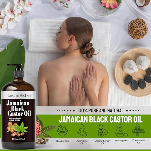 Jamaican Black Castor Oil 16 Fl Oz Glass Bottle Hair Growth Oil