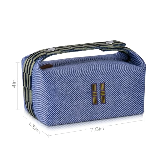 Sluxa NEW Makeup Bag - Her Inspired, Stylish, Lightweight, and Practical, Luxury Craft Travel Toiletry Bag for Daily Use & Travel Essentials, Easy Carry & Neat Storage (Blue)