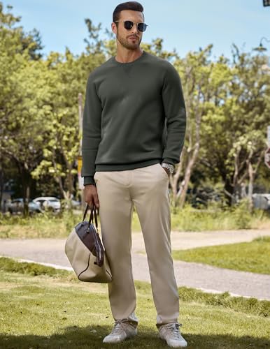 JMIERR Mens Fleece Long Sleeve Crewneck Sweatshirts Sherpa Lined Fall Winter Pullover Sweaters Shirts, L, Dark Grey