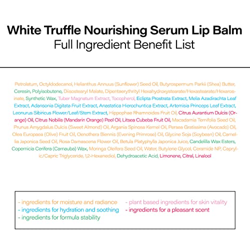d'alba Piedmont Italian White Truffle Nourishing Serum Lip Balm, Vegan Skincare, Hydrating Lip Care with White Truffles for All Skin Types, Glowy Finish, Safe for Sensitive Skin