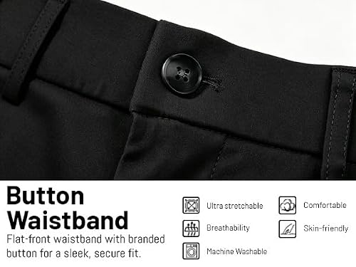 Percle Dress Pants for Men Business Casual Slacks Stretch Slim Fit Suit Pants Black