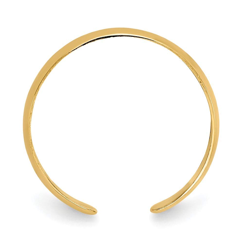 Jewelryweb - Solid 14k Yellow Gold 3mm Classic Polished Adjustable Toe Ring - Toe Ring for Woman - Non Tarnish Toe Ring - Solid Gold Boho Toe Ring