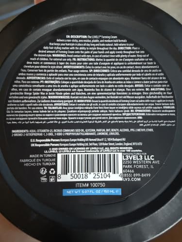 L3 Level 3 Forming Cream, Natural Look Styling, Lightweight Volume, 5 oz