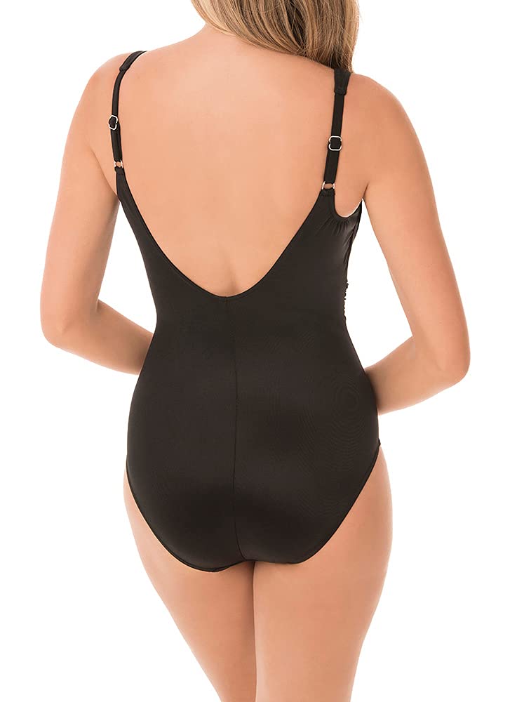 Miraclesuit Women's Swimwear Slimming Sanibel Tummy Control Underwire One Piece Bathing Suit Swimsuit, Black, 16
