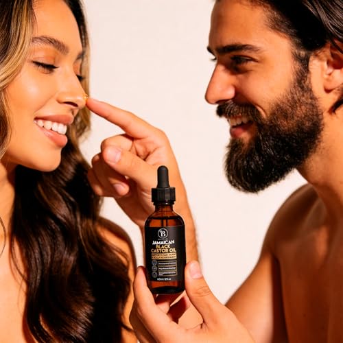 Jamaican Black Castor Oil, Pure & Cold-Pressed Hair Growth Oil for Scalp, Brows, Lashes, Beard Nourishment & Follicle Health, Skin Moisture & Conditioning (60ml / 2fl oz)