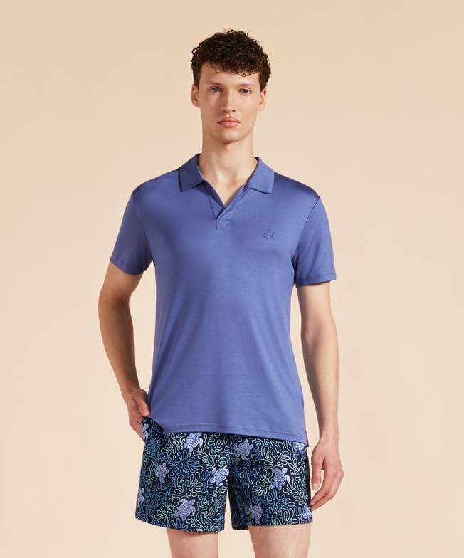 Vilebrequin Men Tencel Polo Shirt Solid, XL, Storm