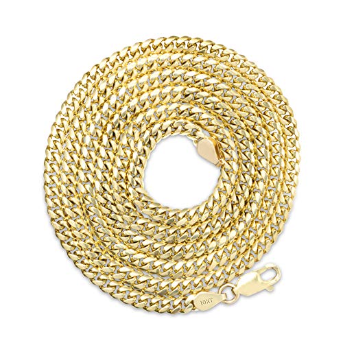 Nuragold 10k Real Yellow Gold Miami Cuban Link 3.5mm Solid Chain Necklace - 20"