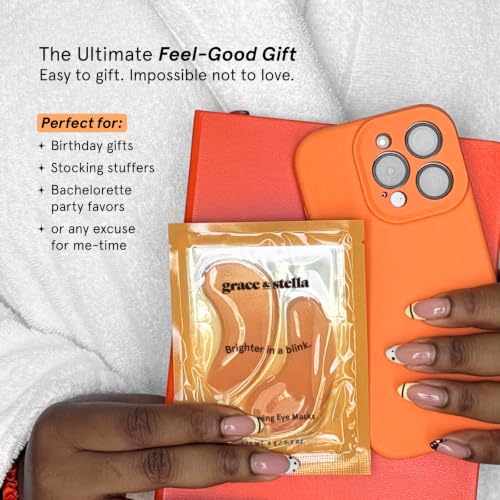 grace & stella New Brightening Eye Patches for Dark Circles (24 Pairs) - Vitamin C Under Eye Patches for Puffiness - Perfect Gifts for Women & Morning Skin Care Routine, Vegan Under Eye Mask