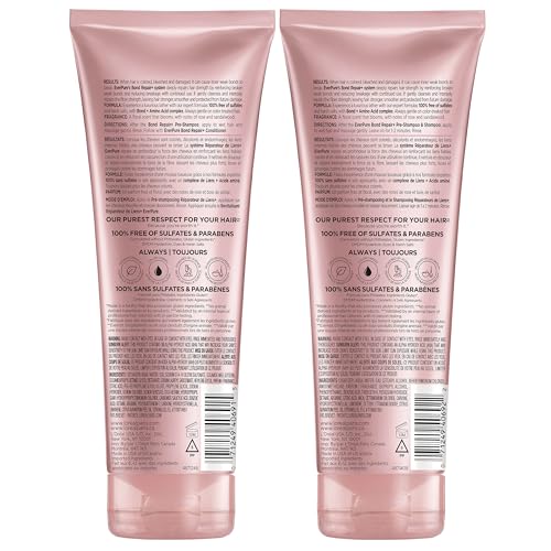 L'Oreal Paris Sulfate Free Bond Repair+ Shampoo and Conditioner Set with Bond + Amino Acid Complex, Strengthens and Repairs Damaged or Color Treated Hair, EverPure, 13.6 Fl Oz Set (Packaging May Vary)