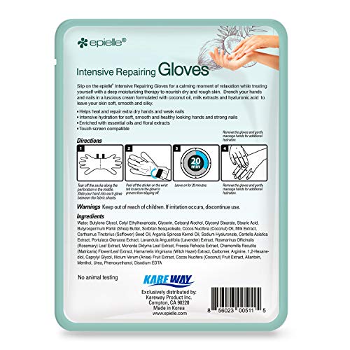 Epielle Intensive Repairing Hand Mask 6 Pairs, Soften with Coconut Oil & Milk Extract, Deep Moisturizing Gloves for Dry, Rough Skin, Self Care Gifts for Women, Spa Kit