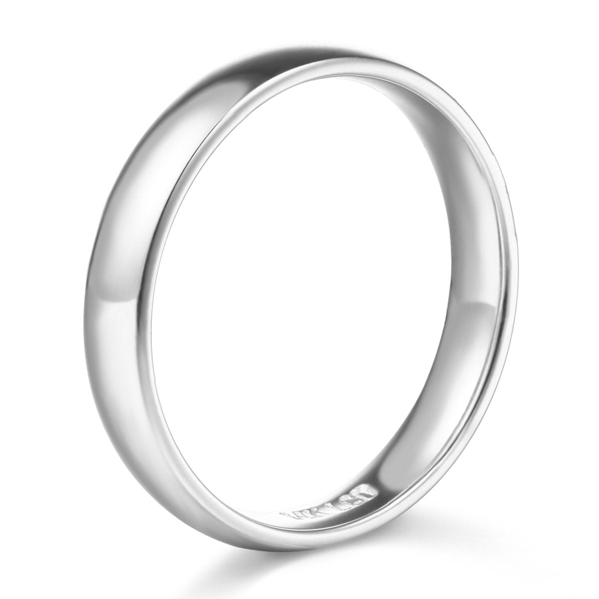 14k White Gold 4mm SOLID Plain Wedding Band - Size 9