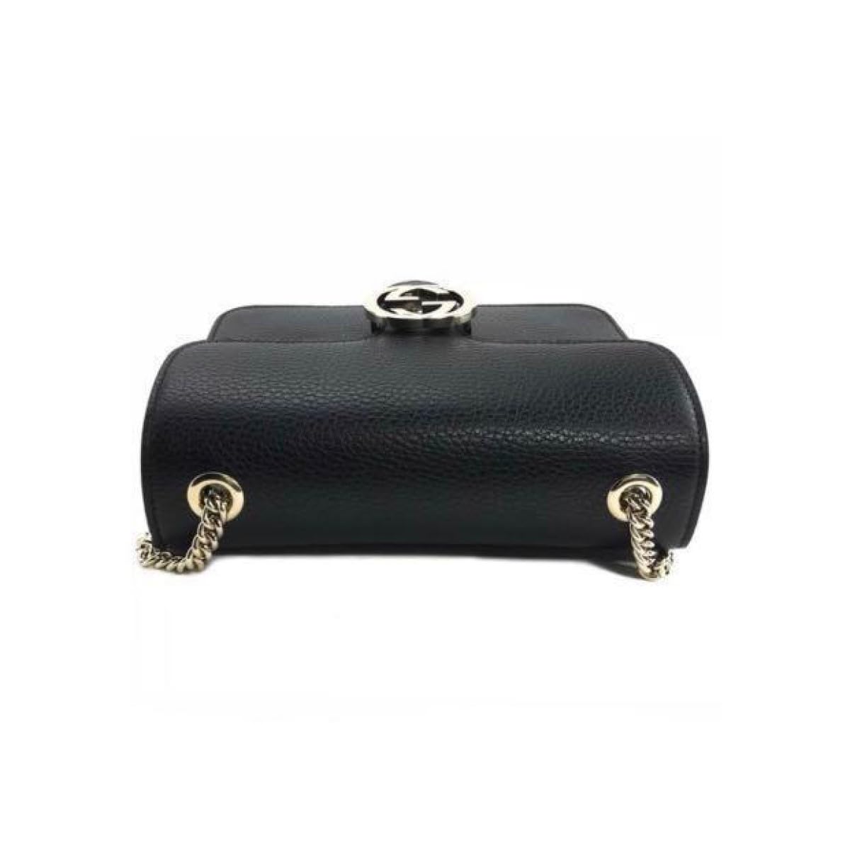 Gucci Interlocking BLACK Marmont Leather Silver Handbag Italy Chain 510304 NEW