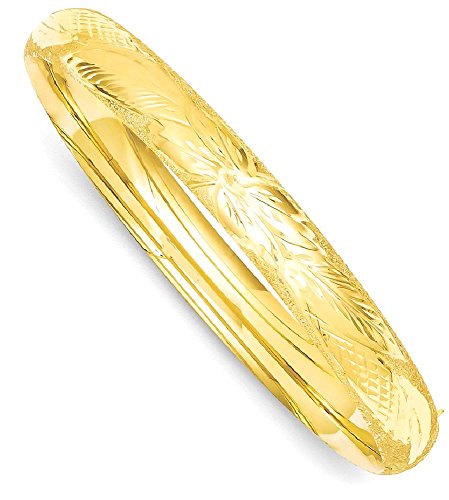 IceCarats 14K Solid Yellow Gold Hinged Bangle Bracelet, 7 inch