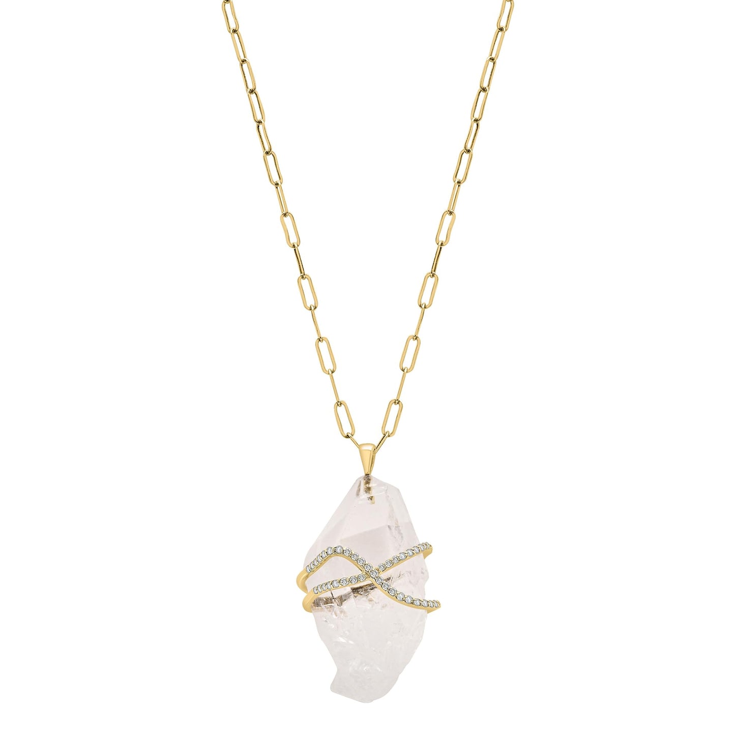 Rock Candy Crystal Quartz Necklace, OS, Gold Vermeil