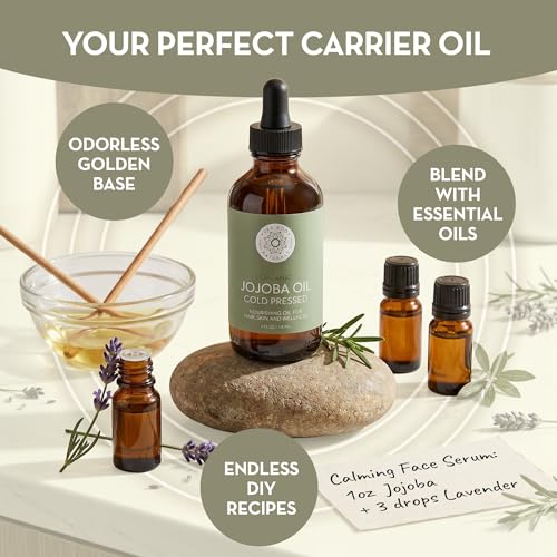 100% Pure Organic Jojoba Oil for Hair, Skin, Face & Nails, 4 fl oz