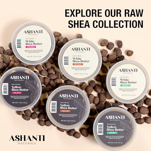 Ashanti Naturals White Raw Shea Butter | Unrefined African Shea Butter | Creamy Moisturizer for Easy Application - 15 oz