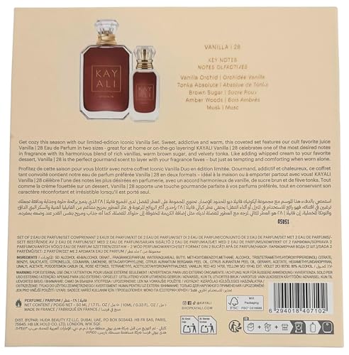 KAYALI Vanilla | 28 Eau de Parfum Iconic Set – Sweet Vanilla, Amber Woods & Brown Sugar Notes, 50 ml + 10 ml