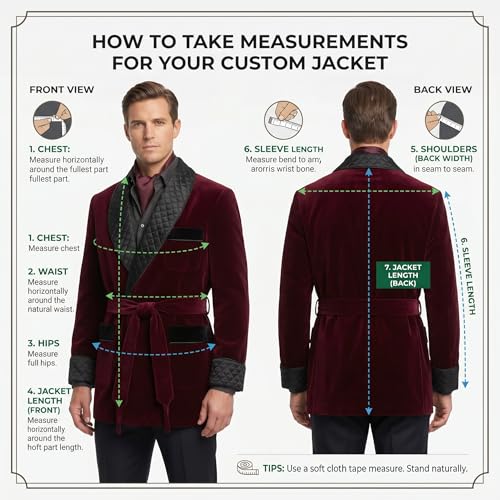 THE FAM STUDIO Men's Luxury Burgundy Smoking Jacket