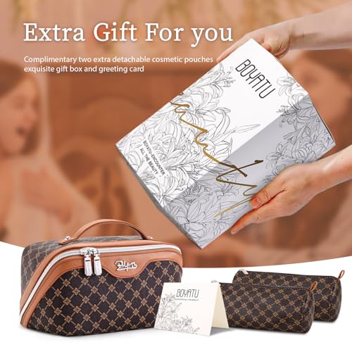 BOYATU Travel Makeup Bag Cosmetic Bags for Women: 3-Piece Make up Bag Set