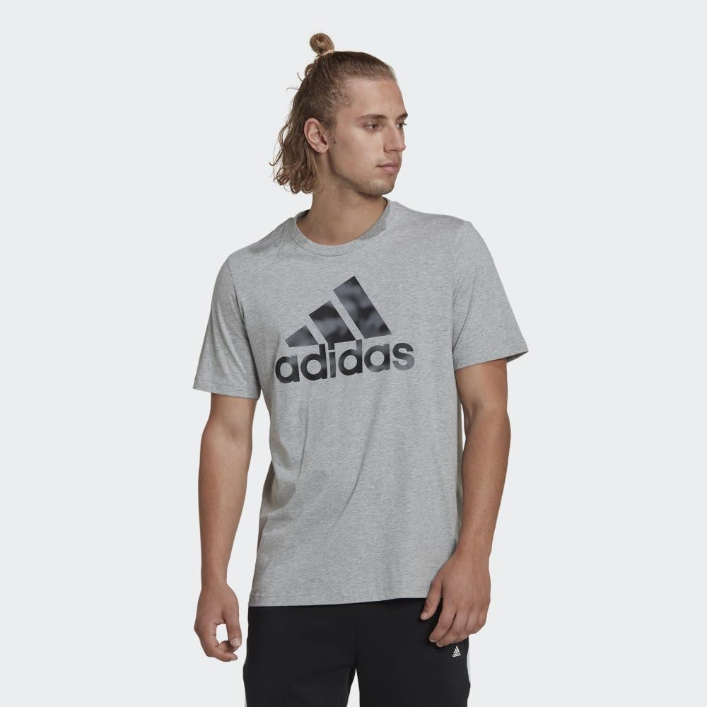 adidas Men's Essentials Camouflage Printed Tee, Medium Grey Heather