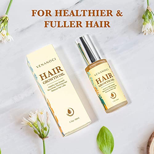 Hair Growth Oil with Rosemary & Biotin: Natural Hair Regrowth Serum for Women & Men – Anti Hair Loss & Thinning Treatment – Promotes Thicker, Fuller, Stronger, Healthier Hair – All Hair Types