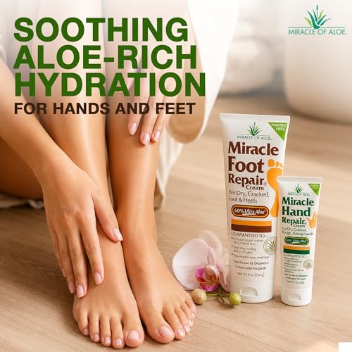 Miracle Foot Repair Cream, Foot Cream For Dry Cracked Feet, 8 Oz & 1 Oz
