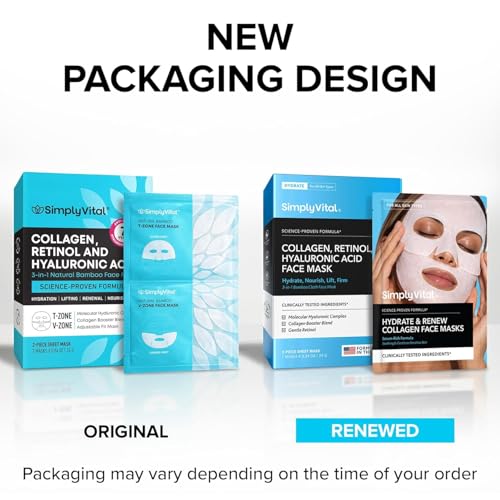 Collagen Facial Mask - Retinol Hyaluronic Acid Hydrating Sheet Mask 7 Pack