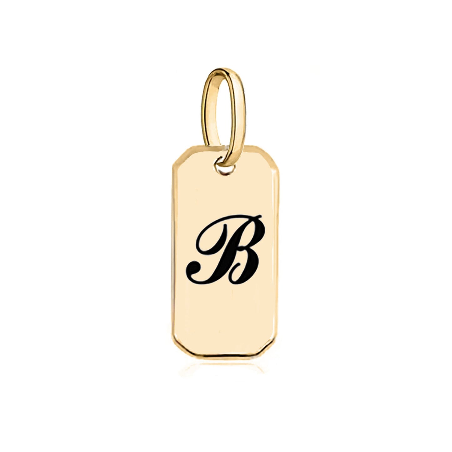 Solid 14K Gold Pendant Initial Personalised Monogram Name Engraved Jewelry Gift for Women Round Tag Medallion Rectangle Charm for Necklace