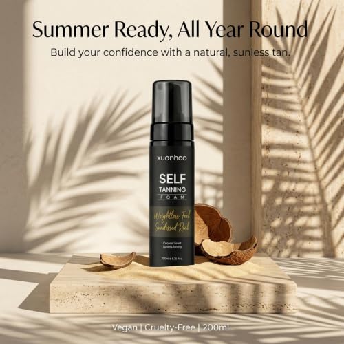 Self Tanning Mousse,Vegan Express Self Tanner,Sunless Tanner,Streak Free,Fast Drying&Moisturizing,Quick Natural Golden Tan for All Skin Types,200ml/6.7 fl oz