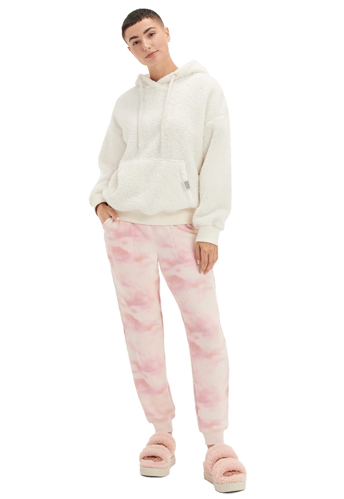 UGG Women's Loyra Sherpa Hoodie Sweatshirt, Cream, S
