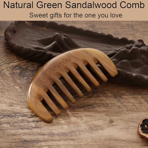 Moreinday Wooden Comb, Wide Tooth Comb for Scalp Massage & Distribute Oils