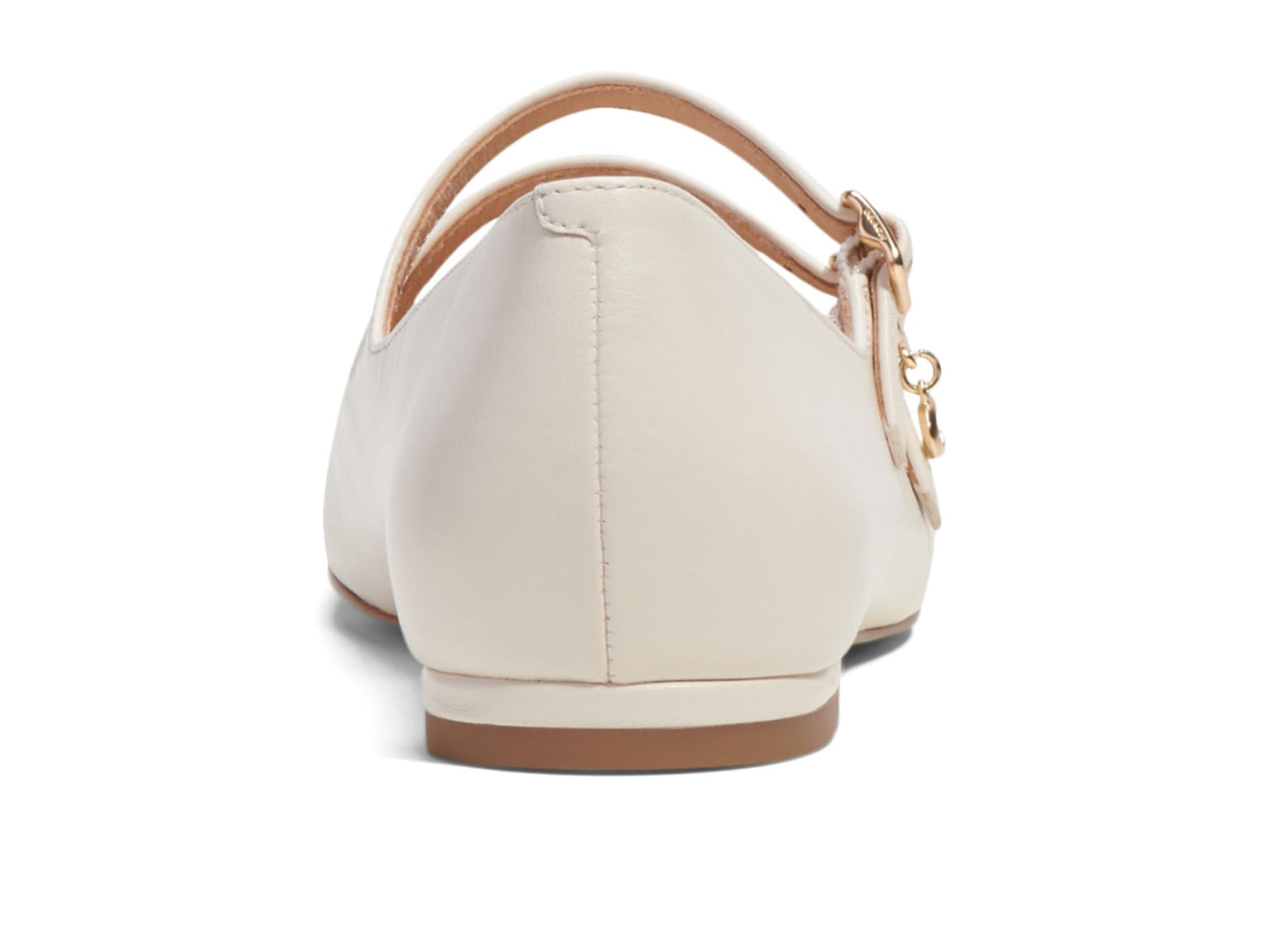 COACH Women's Whitley Leather Mary Jane Ballet Flat, Chalk, 8.5