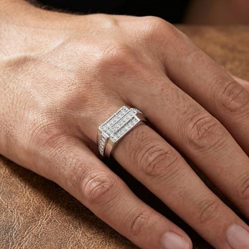 Pompeii 3/4ct Diamond Mens Wedding Ring 10k White Gold - Size 9.5
