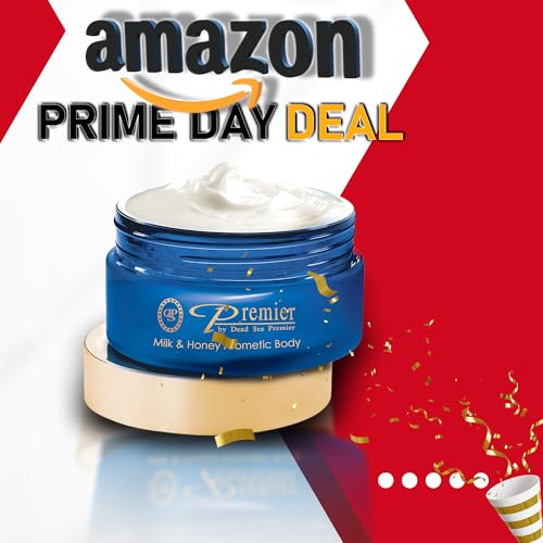 Premier Dead Sea Aromatic Body Butter- Milk and Honey, anti aging skin care, moisturizer, hydrating shea butter, firming, age spots, neck & Décolleté, lightweight & silky, 5.95Fl.oz