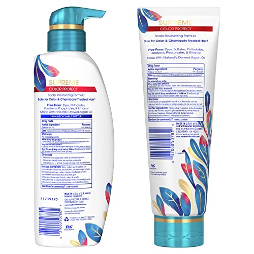 Head & Shoulders Anti-Dandruff Shampoo and Conditioner Set, Supreme Color Protect, 1% Pyrithione Zinc, Sulfate-Free, Argan Oil and Manuka Honey, 11.8 fl oz & 9.4 fl oz