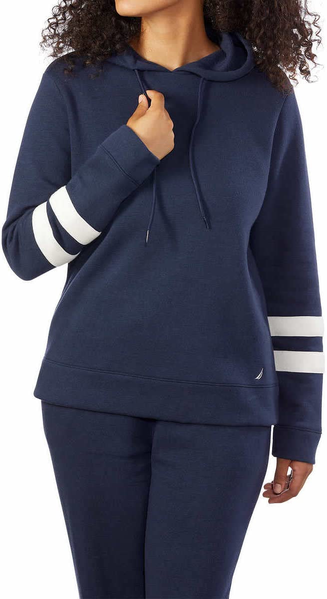 Nautica Womens Lightweight Pullover Sweatshirt Hoodie (X-Small, Navy)