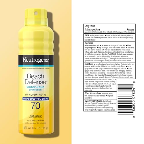 Neutrogena Beach Defense Sunscreen Spray, SPF 70, 6.5 oz