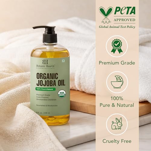 Botanic Hearth USDA Organic Jojoba Oil 100% Pure and Natural - 8 Fl oz