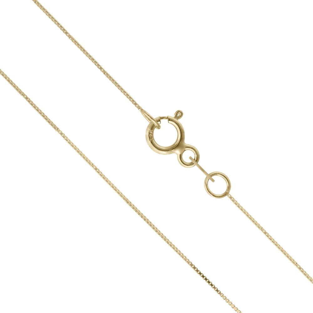 Honolulu Jewelry Company 14K Thin Real Solid Yellow Gold 0.5mm Box Chain Necklace Spring-Ring Clasp - 16 Inches