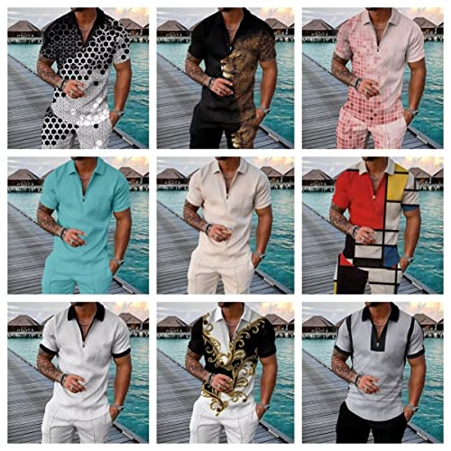 Size L White Black Red Match Mens Short Sets 2 Piece Outfits Polo Shirt Fashion Summer Tracksuits Casual Set Short Sleeve and Shorts Set for Men