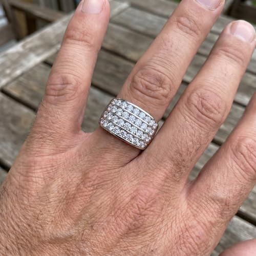 P3 POMPEII3 Pompeii Men's 2Ct Diamond Ring Gold Multi Row Wedding Anniversary Band Lab Grown - Size 10.5 (F/G,VS1-VS2)
