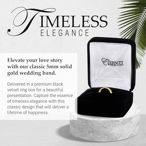EWB Signature Jewelry Classic 5mm Solid Gold Wedding Band in 10K Yellow Gold, Comfort Fit, Finger Size 8