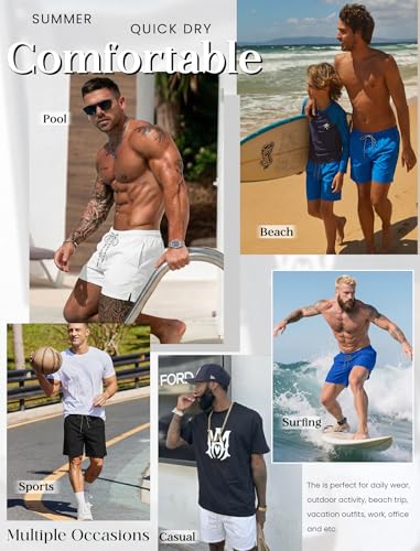Ekouaer Mens Swim Trunks 7 Inch Quick Dry Board Shorts Swimwear Bathing Suits with Mesh Liner 2 in 1 Surf Swimming Short with Pockets Light Brown Khaki Medium
