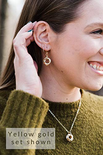 Classy 14K Yellow Gold-Filled Simple Love Knot Circle Pendant Necklace with 20 Inch Chain Elegant Designer Jewelry Gift Idea for Women