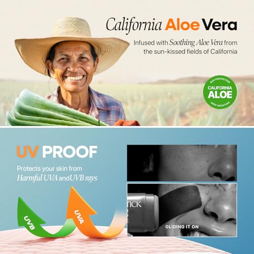 Nature Republic California Aloe Fresh Powdery Sun Stick Broad Spectrum SPF50+ | Korean Sunscreen, Travel Size Sunblock Stick, No White Cast, Non-Sticky, Water-Resistant, 0.71 oz / 21 g