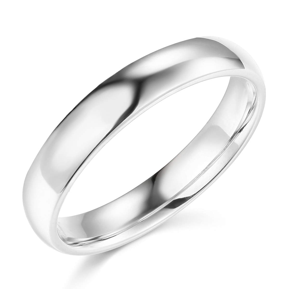 14k White Gold 4mm SOLID Plain Wedding Band - Size 9